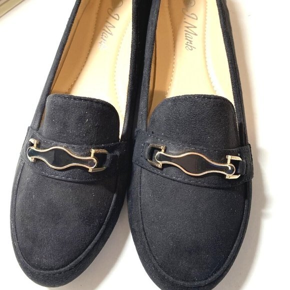 J. Mark Womens Cherry Slip On Flat Shoes Black‎ Suede - Picture 1 of 8